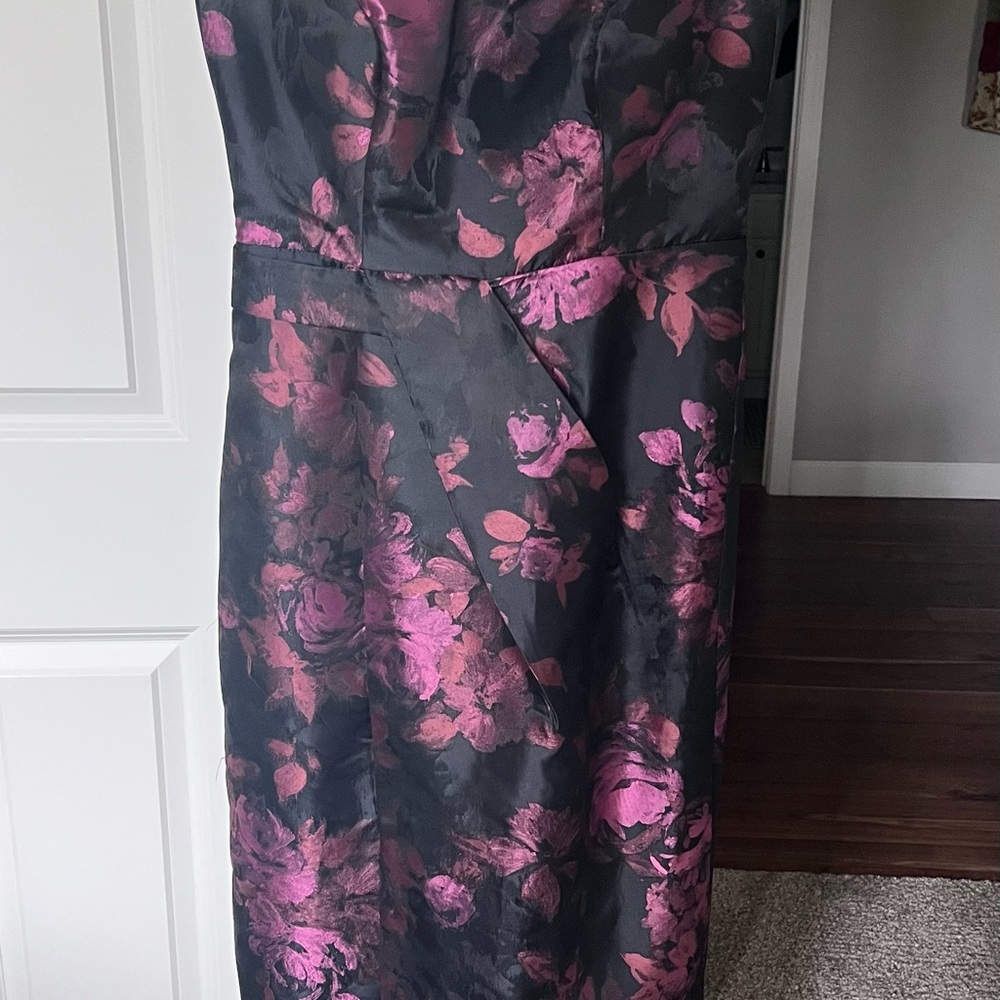 Kay Unger Black and Pink Floral Wedding Dress - Picture 3 of 4